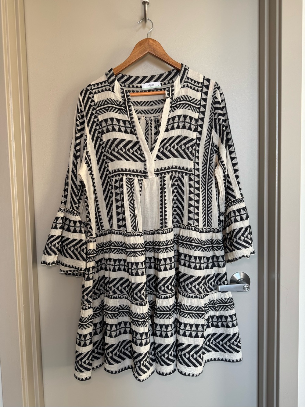 Devotion Twins Ella Black & Off White 100% Cotton Tiered Tunic Dress